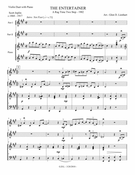 The Entertainer (String Duet) (arr. Glen D. Lienhart)