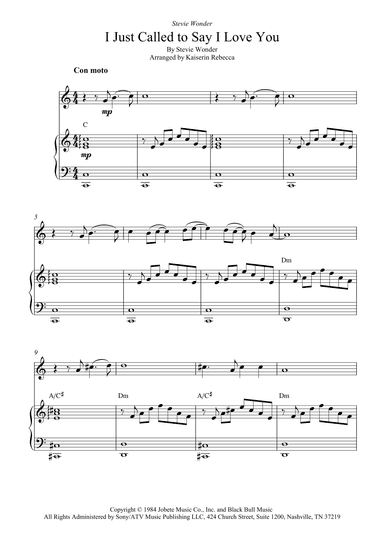 I Just Called To Say I Love You (arr. Kaiserin Rebecca)