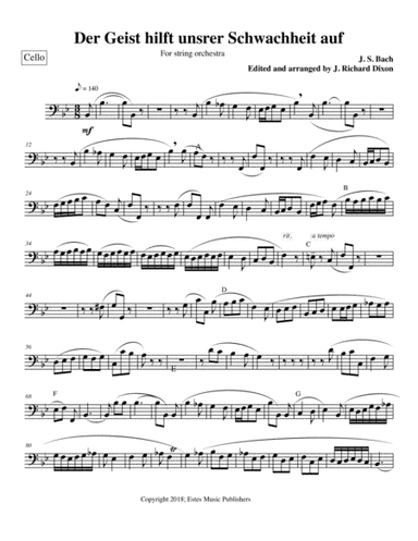 Der Geist/ cello part (arr. J. Richard Dixon)
