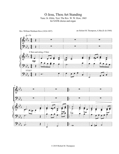 "O Jesus, Thou Art Standing Beside the Fast-closed Door": SATB & ORGAN