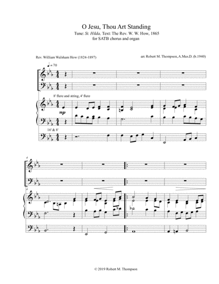 "O Jesus, Thou Art Standing Beside the Fast-closed Door": SATB & ORGAN