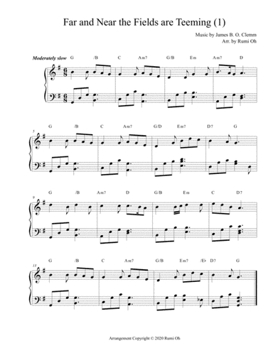 [Far and Near the Fields are Teeming] Favorite hymns arrangements with 3 levels of difficulties for (arr. Rumi Oh)