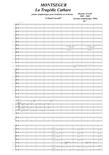Montsegur, The Cathar Tragedy, symphonic poem for solo trombone and orchestra - score