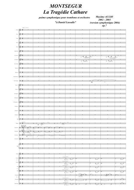 Montsegur, The Cathar Tragedy, symphonic poem for solo trombone and orchestra - score