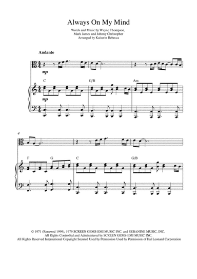 Always On My Mind (arr. Kaiserin Rebecca)