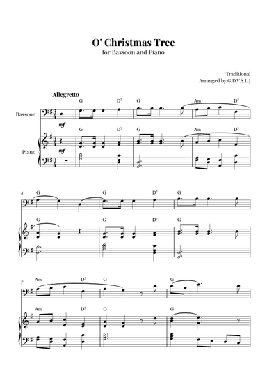 O' Christmas Tree (arr. G.D.V.S.L.J)