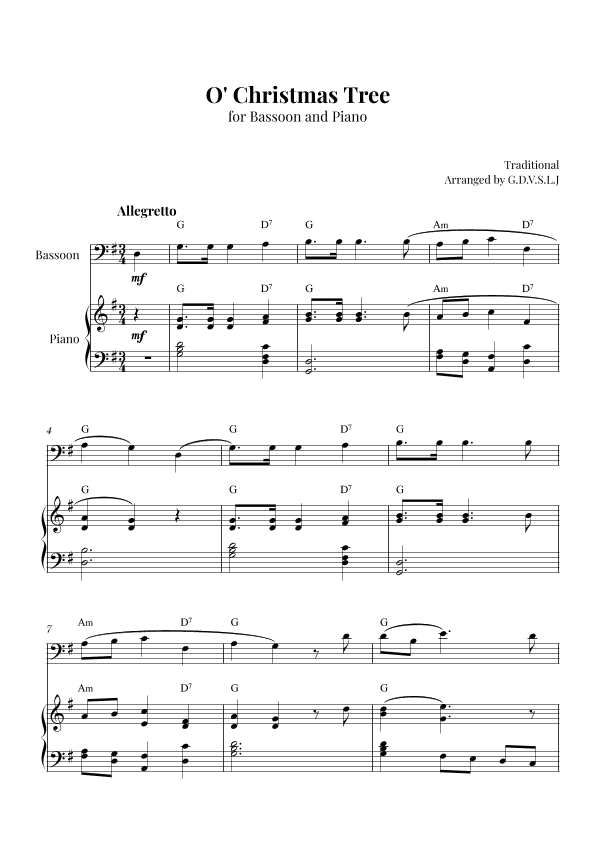 O' Christmas Tree (arr. G.D.V.S.L.J)