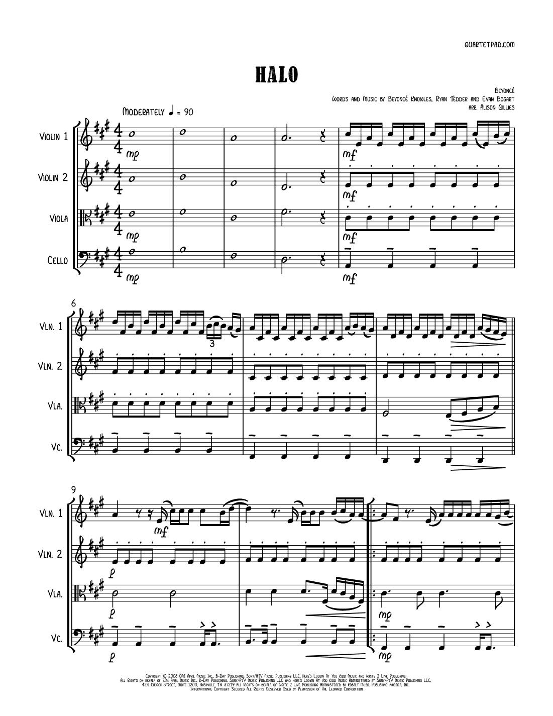 Halo (arr. Alison Gillies)
