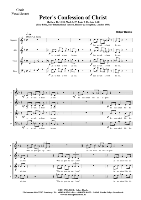Peter's Confession of Christ (Vocal Score)