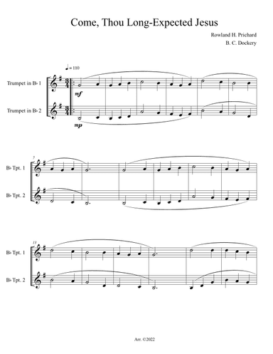 Come, Thou Long-Expected Jesus (Trumpet Duet) (arr. B. C. Dockery)