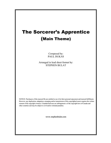 The Sorcerer's Apprentice (from Walt Disney's Fantasia) - Lead sheet in original key of Fm (arr. Stephen Bulat)