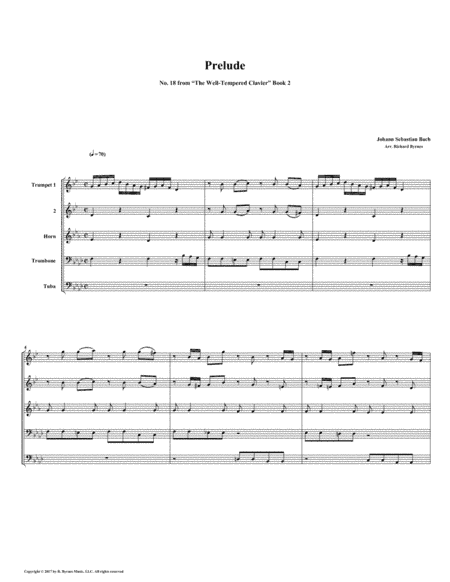 Prelude 18 from Well-Tempered Clavier, Book 2 (Brass Quintet) (arr. Richard Byrnes)
