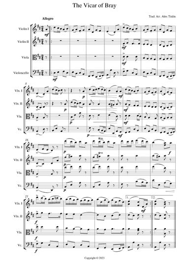 The Vicar of Bray (arr. Alex Tinlin)