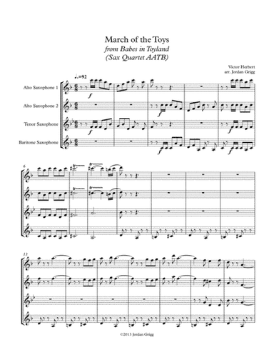 March of the Toys from Babes in Toyland (Sax Quartet AATB) (arr. Jordan Grigg)