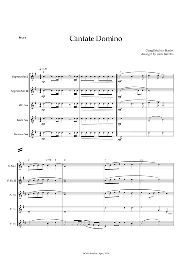 Cantate Domino - Handel (Saxophone Quintet) Chords (arr. Cadu Barcelos)