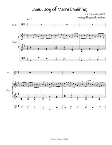 Jesu, Joy of Man's Desiring - Cello & Church Organ (arr. Brooks Holmes)