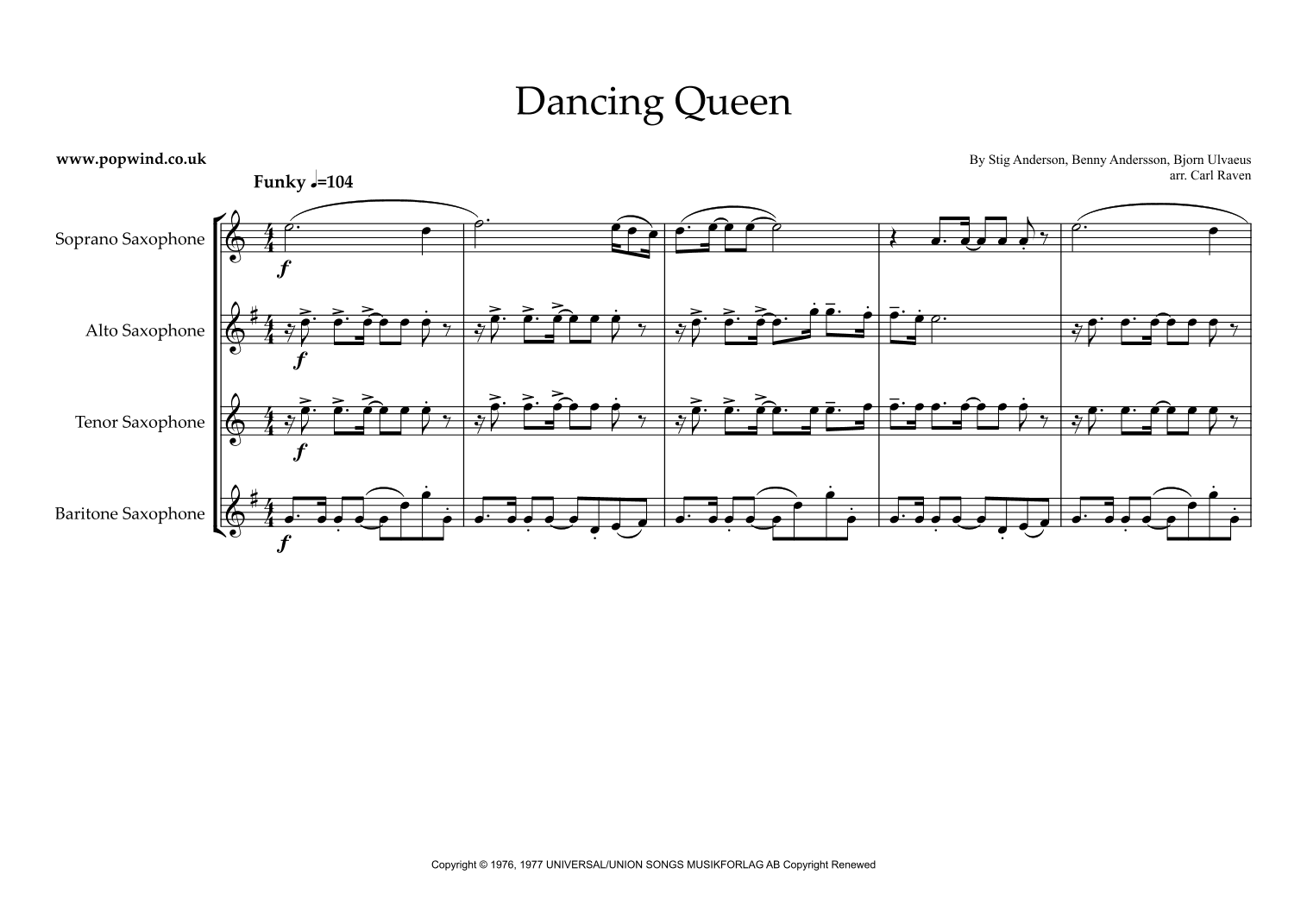 Dancing Queen (arr. Carl Raven)