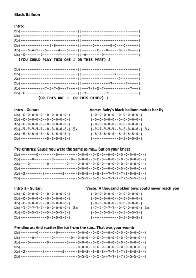 Black Balloon (arr. John Rzeznik)