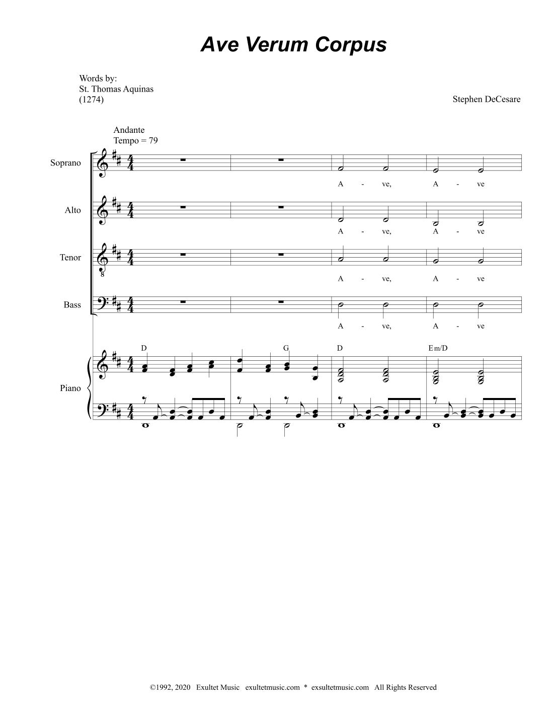 Ave Verum Corpus (SAATB)