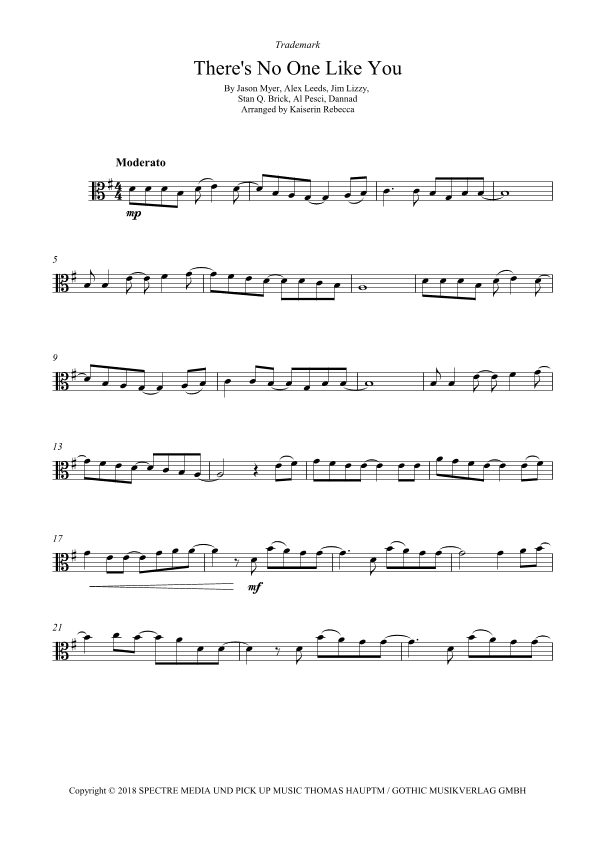 There's No One Like You (arr. Kaiserin Rebecca)