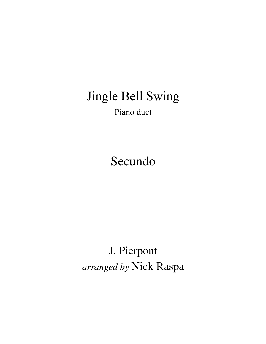 Jingle Bell Swing (1 piano 4 hands) Secundo (arr. Nick Raspa)