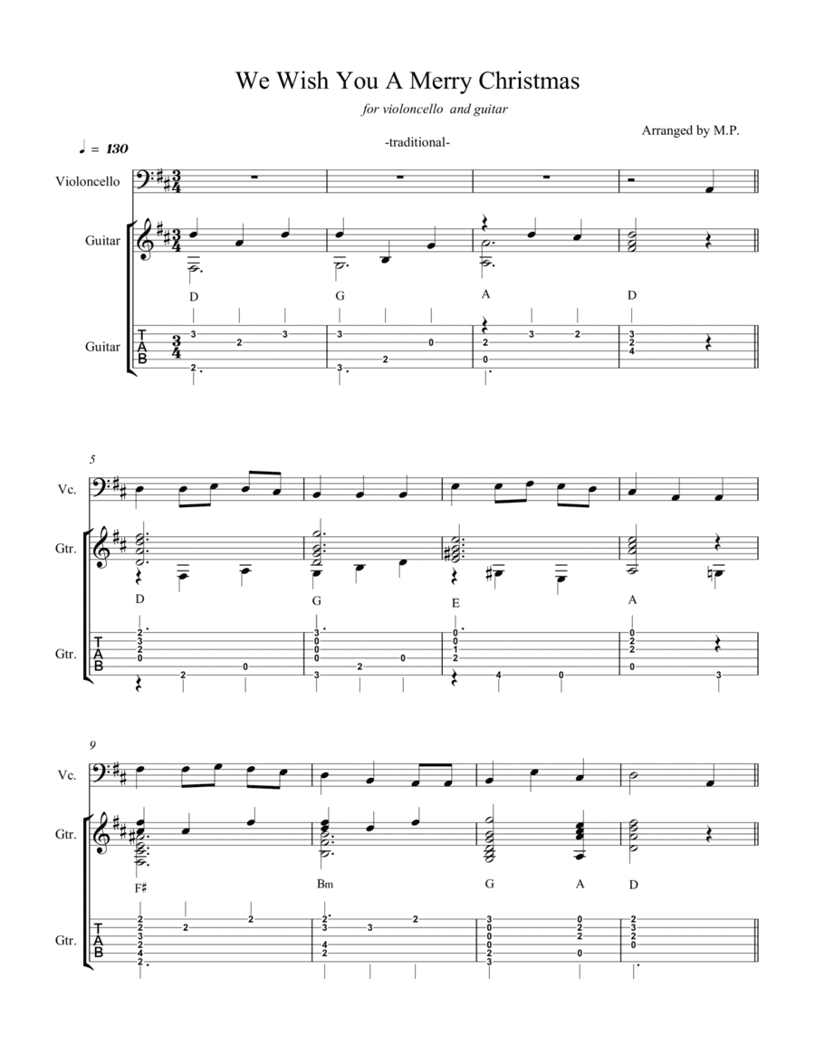 We Wish You A Merry Christmas -  Violoncello and Classical Guitar (arr. Milorad Petrovic)