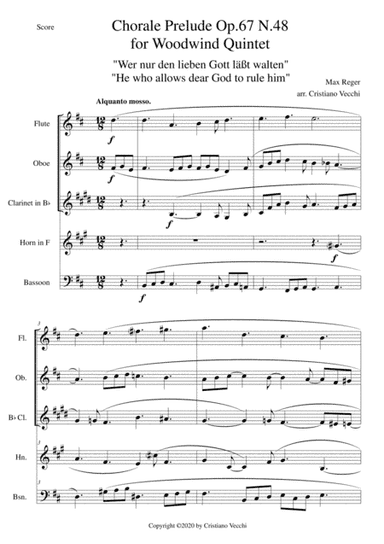Chorale Prelude Op.67 N.48 for Woodwind Quintet (arr. Cristiano Vecchi)