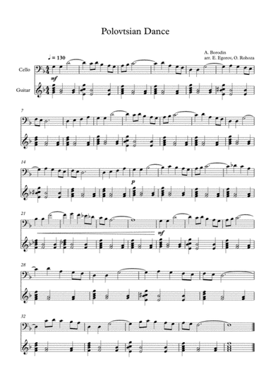 Polovtsian Dance, Alexander Borodin, For Cello & Guitar