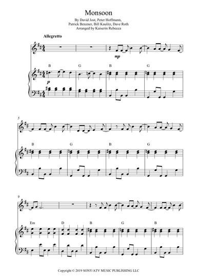 Monsoon (arr. Kaiserin Rebecca)