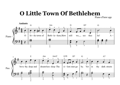 O Little Town Of Bethlehem - piano (arr. Piano eTutor app)