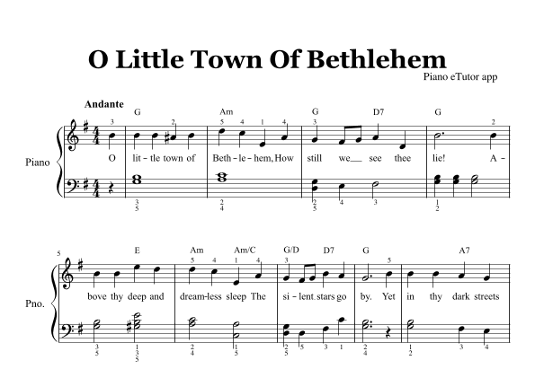 O Little Town Of Bethlehem - piano (arr. Piano eTutor app)
