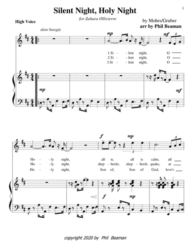 Silent Night, Holy Night-boogie-high voice solo (arr. Phil Beaman)