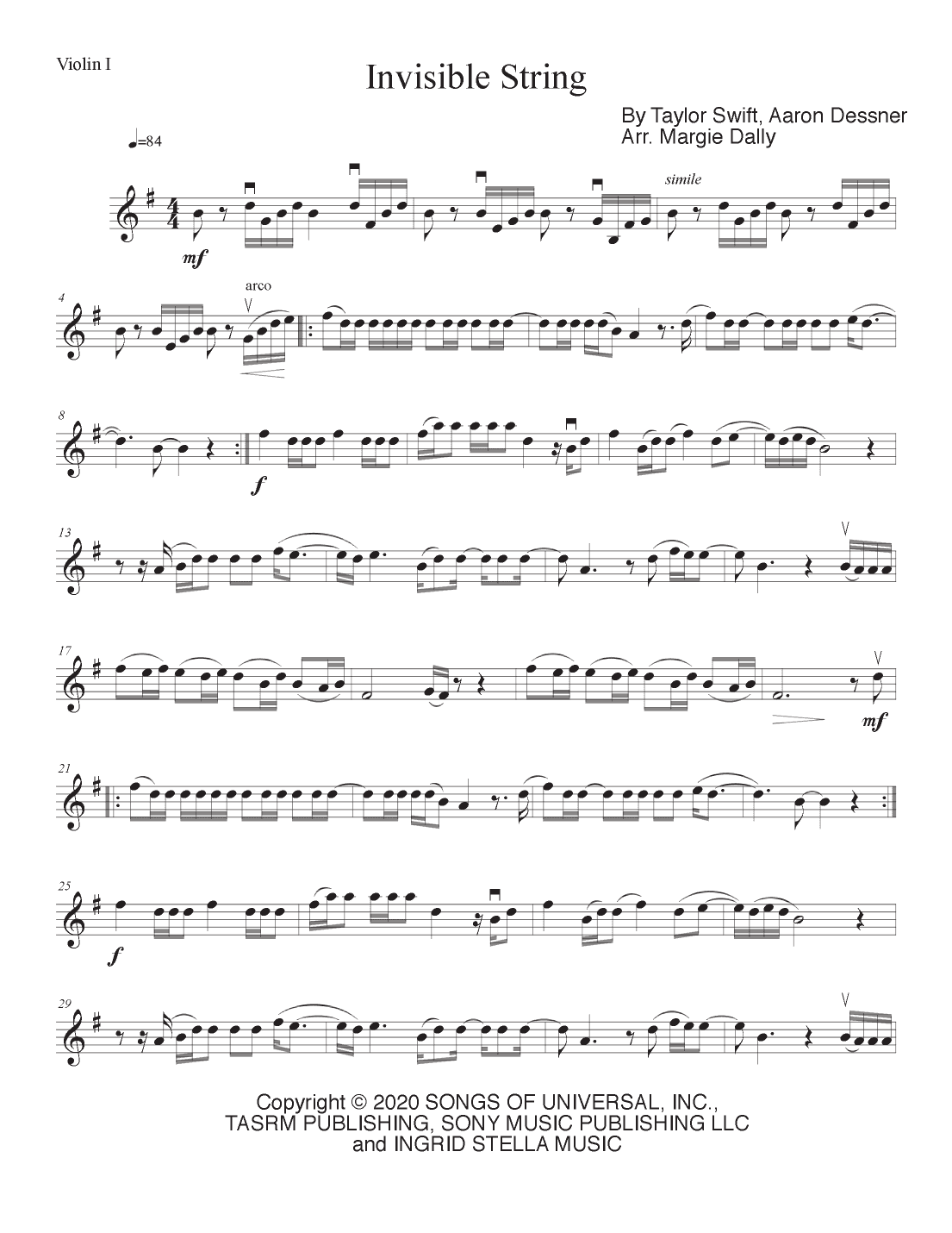 Invisible String (arr. Margie Dally)