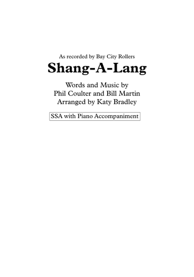 Shang-a-lang (arr. Katy Bradley)