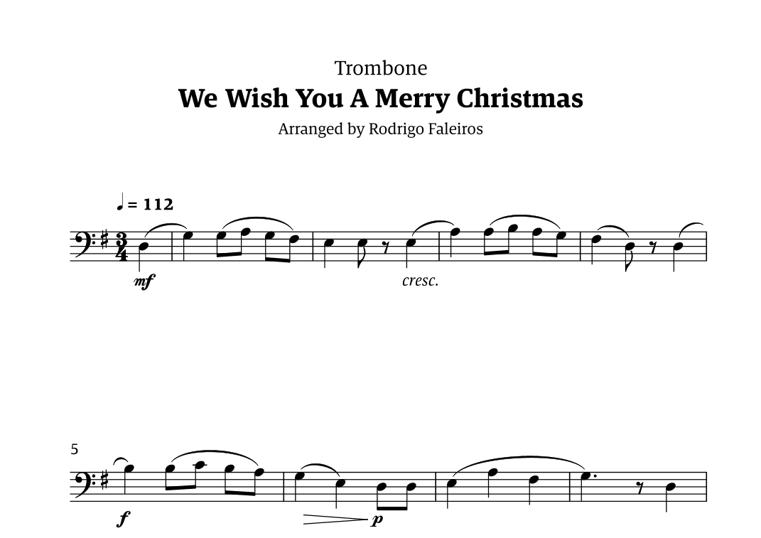 We Wish You a Merry Christmas (for solo trombone) (arr. Rodrigo Faleiros)
