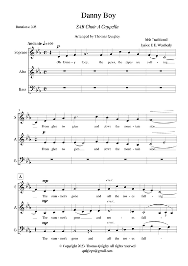 Danny Boy (SAB a cappella) (arr. Thomas Quigley)
