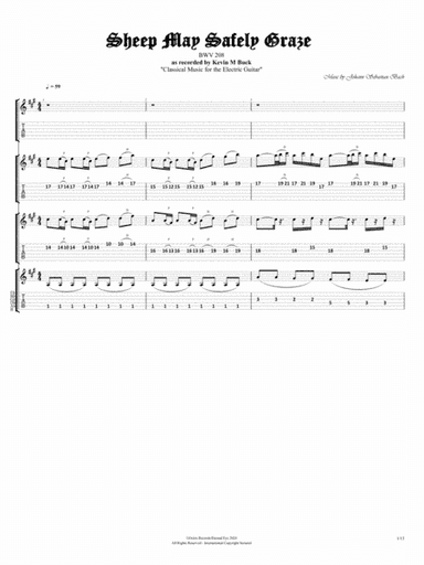Sheep May Safely Graze (Arranged for Electric Guitars) (arr. Eternal Eye Publishing)