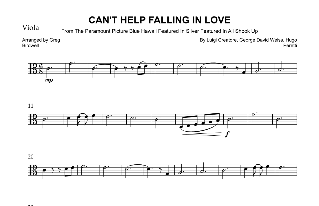 Can't Help Falling In Love (arr. Greg Birdwell)