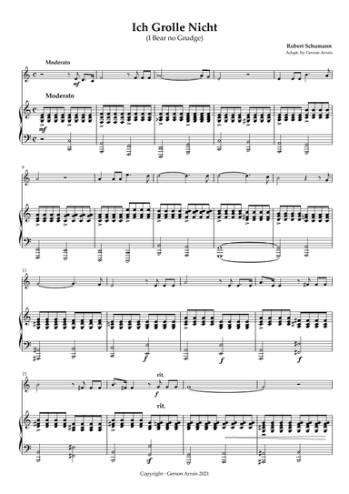 ICH GROLLE NICHT - Robert Schumann - for Bb Trumpet and Piano - Score and Parts (arr. Gerson Arrais)