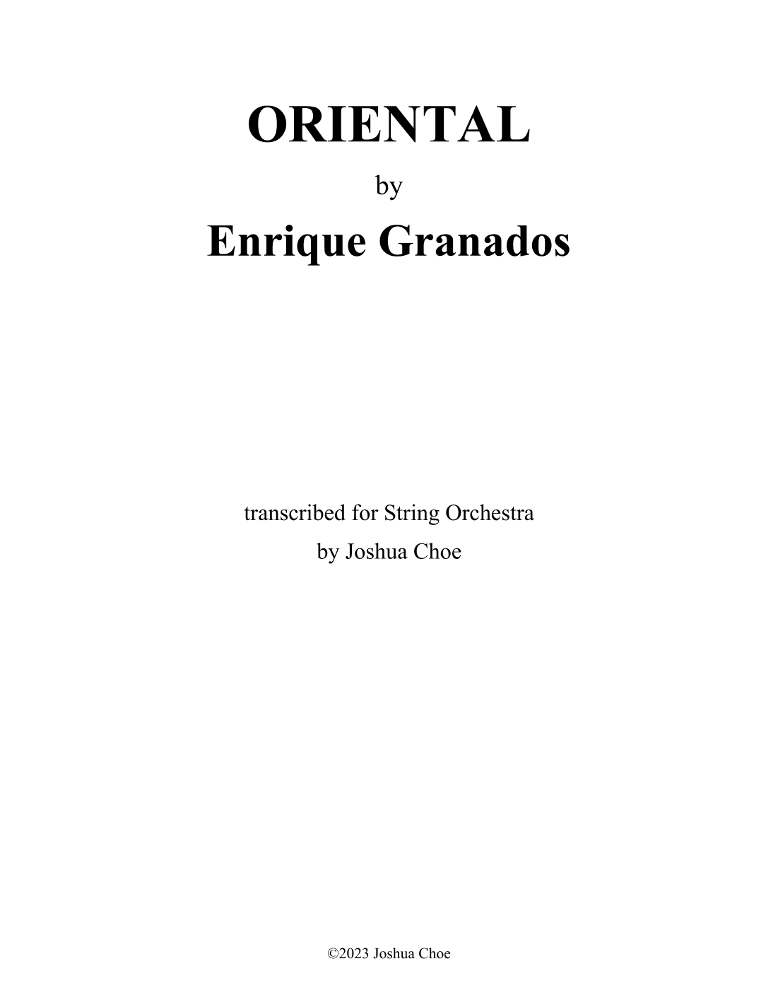 12 Danzas españolas: Oriental (arr. Joshua Choe)