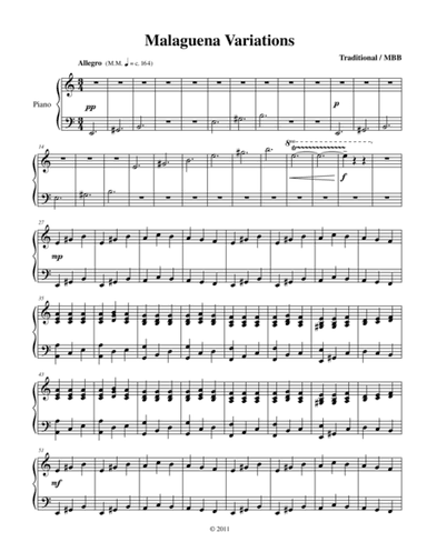 Malaguena Variations for Piano Solo (arr. Michael Bomier)