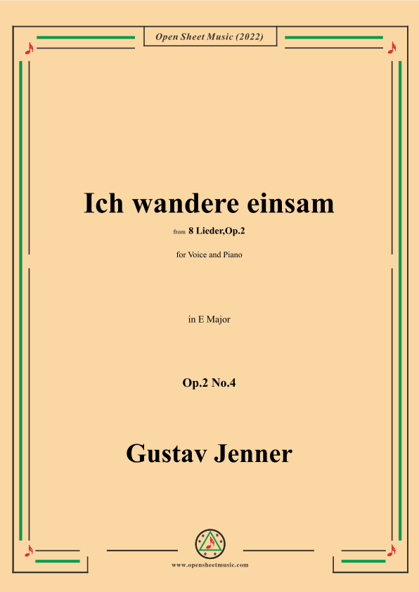 Jenner-Ich wandere einsam,in E Major,Op.2 No.4 (arr. OSM Press)