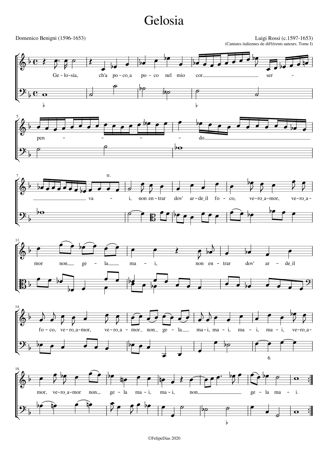 Gelosia ch'a poco a poco (arr. Early Music Scores)