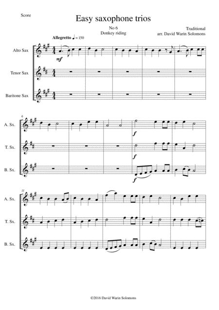Donkey riding for saxophone trio (arr. David Warin Solomons)