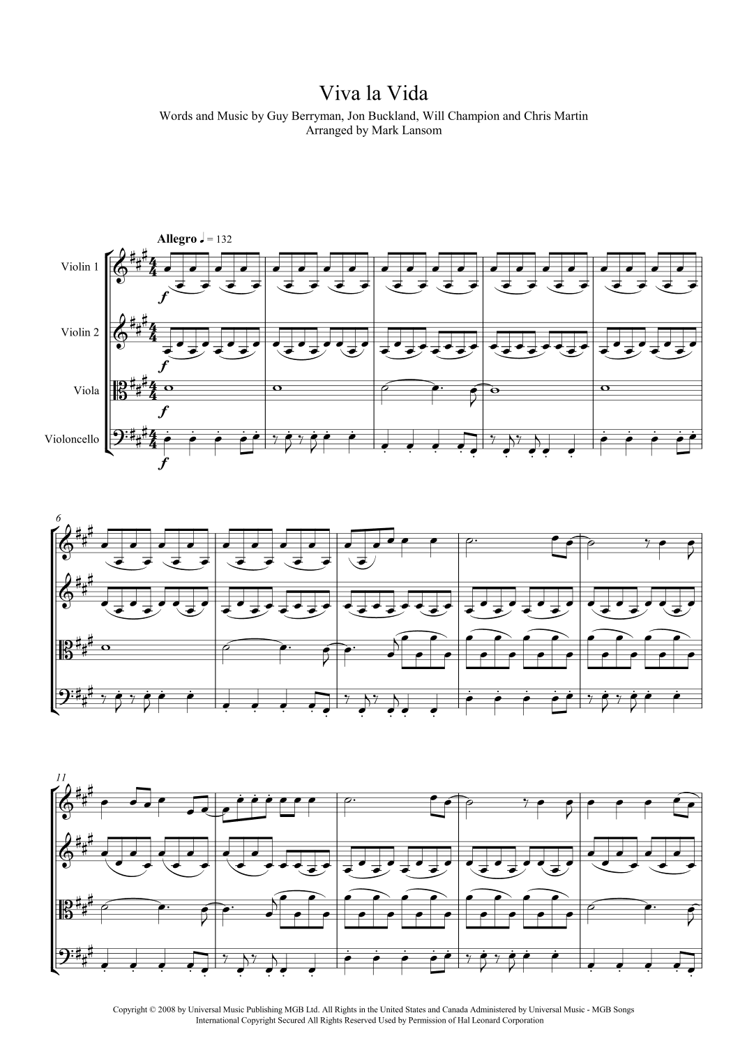 Viva La Vida (arr. Mark Lansom)