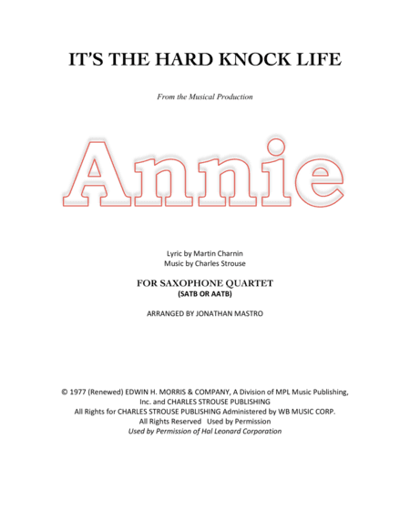 It's The Hard-Knock Life (arr. Jonathan Mastro)