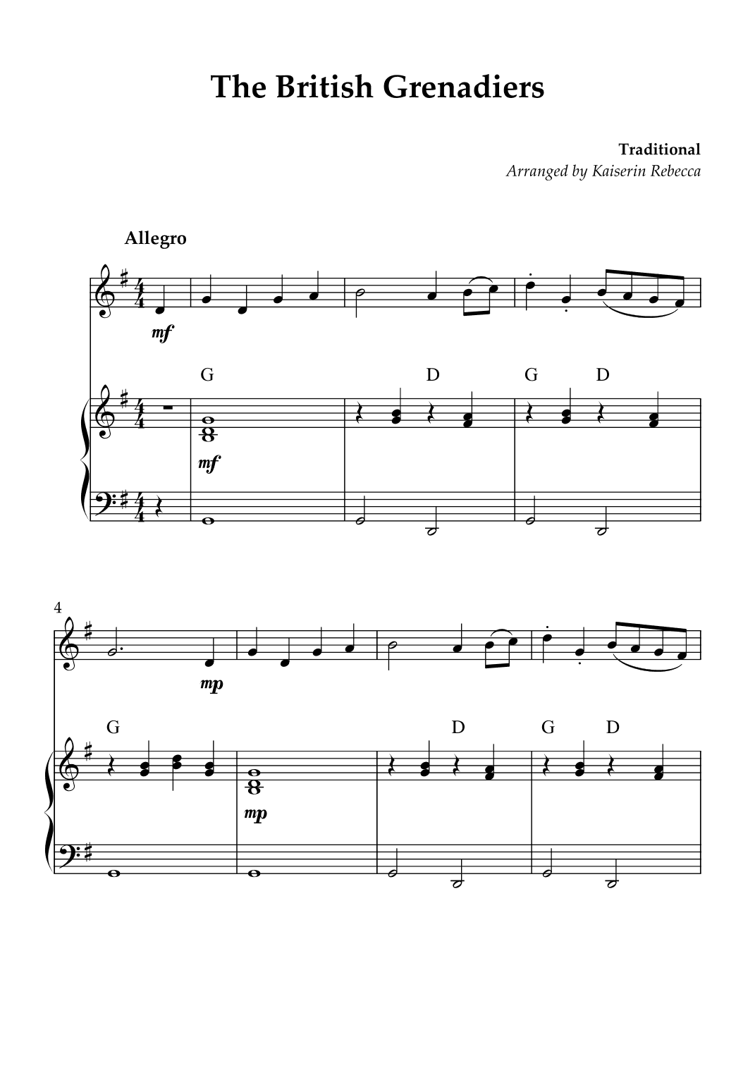 The British Grenadiers (arr. Kaiserin Rebecca)