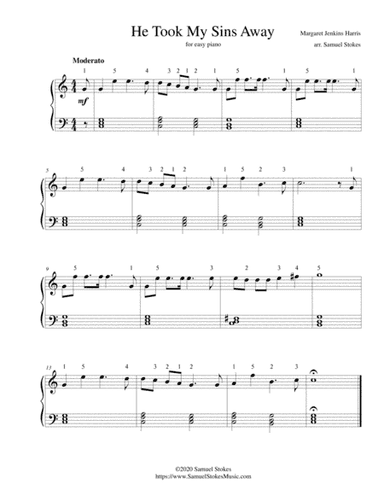He Took My Sins Away - for easy piano (arr. Samuel Stokes)