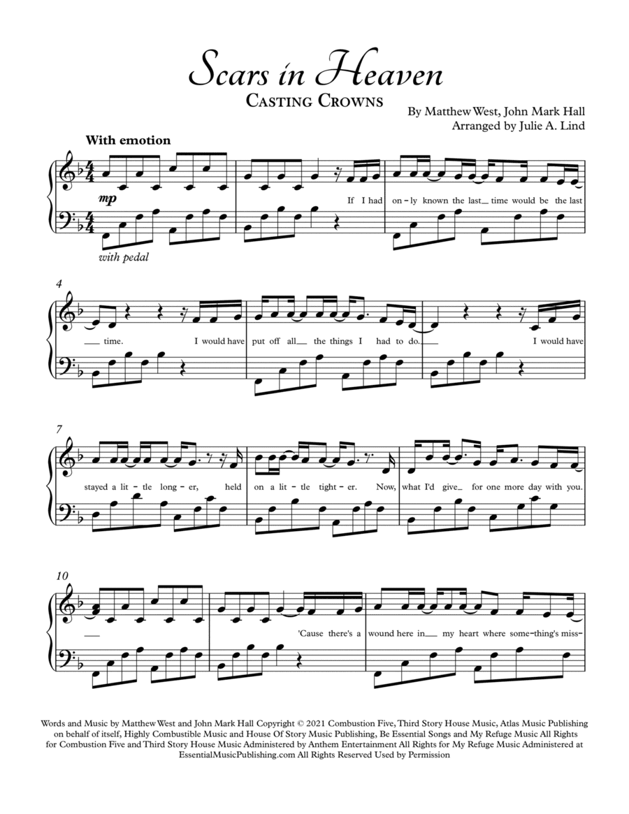 Scars In Heaven (arr. Julie A. Lind)