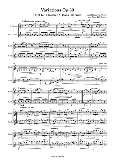 Weber Variations, Op.33 for 2 Clarinets (arr. Tony BC Huang)